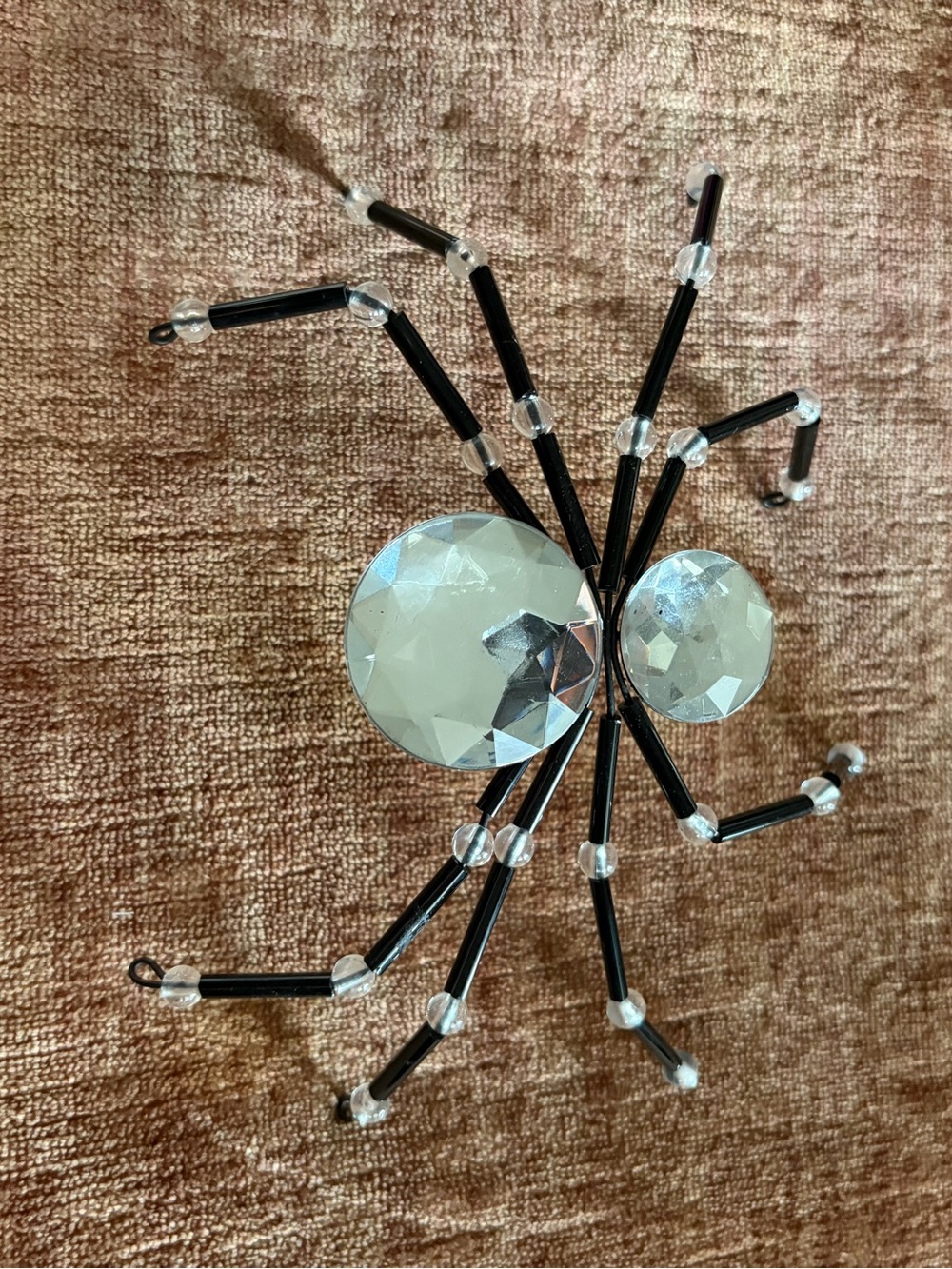 Metal Crystal and Black Beaded Spider Wall Decor GUC upscale Halloween decor